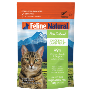 Feline Natural Chicken & New Zealand Lamb Cat Food Pouch 3oz