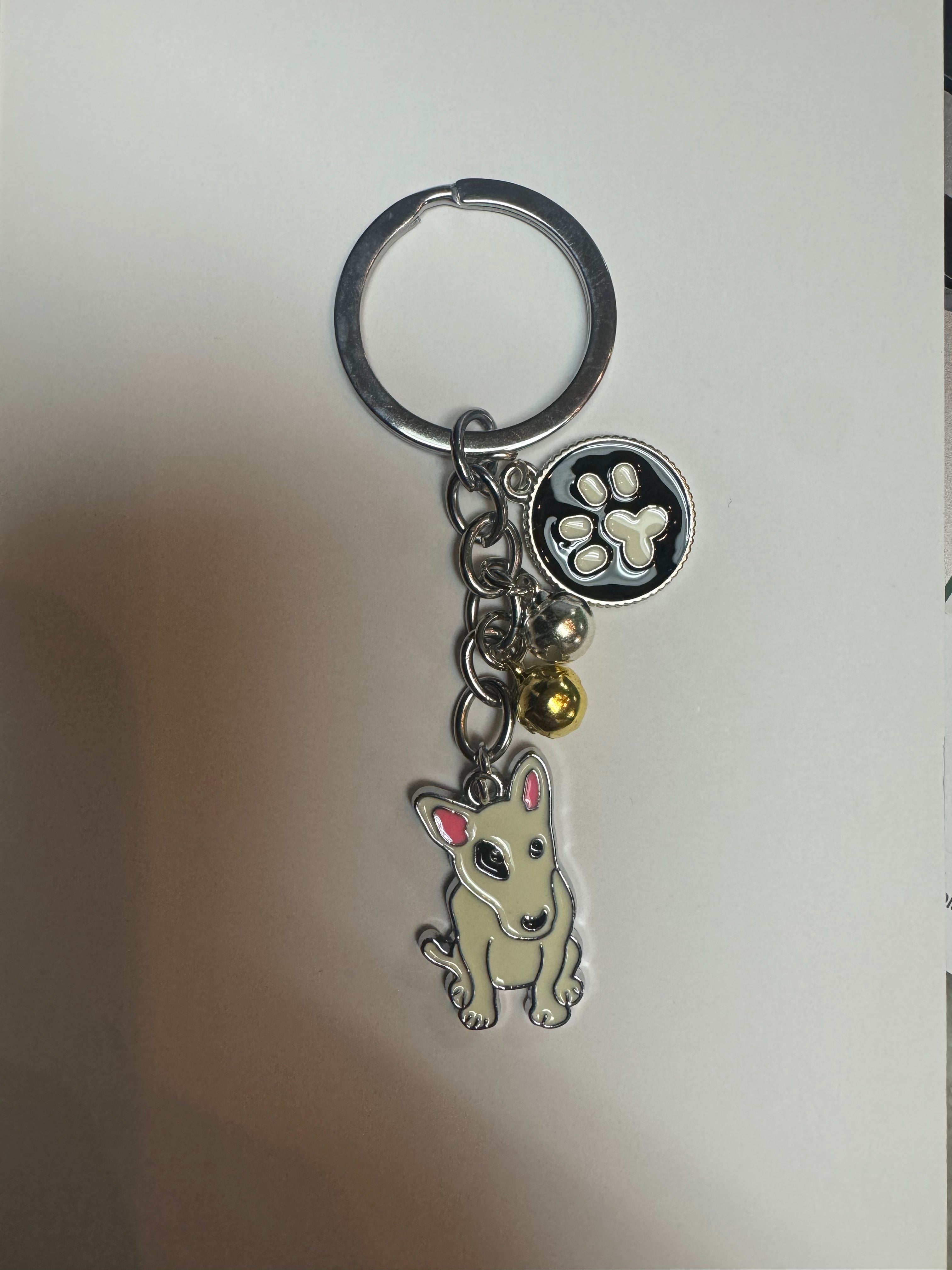 Dog Keychain With Bell Bull Terrier