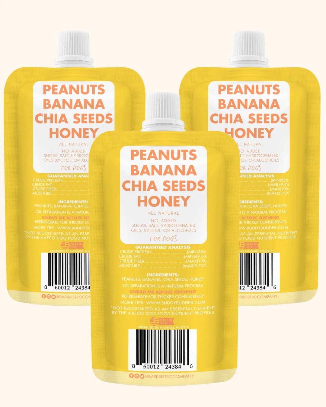 1pk Barkin Banana Buddy Budder- Dog Peanut Butter