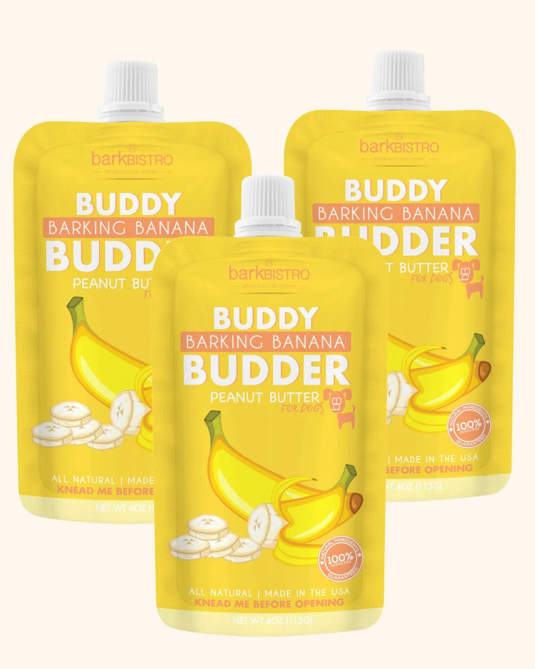 1pk Barkin Banana Buddy Budder- Dog Peanut Butter