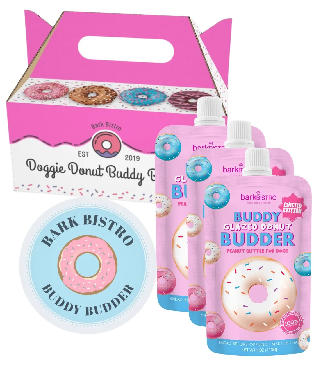 1pk LIMITED EDITION Glazed Donut Buddy Budder - Dog Peanut Butter